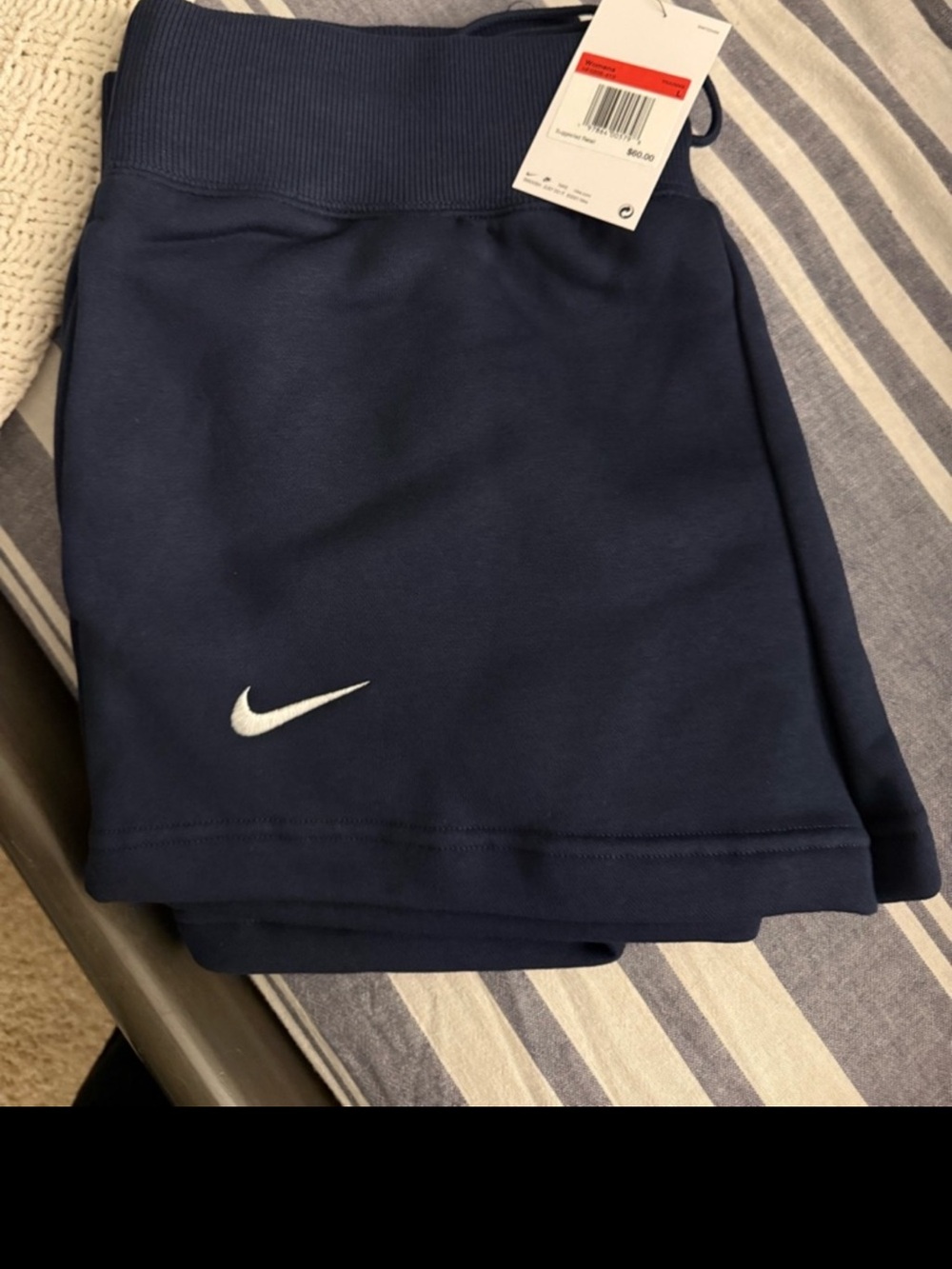 Nike Navy Blue Kids Athletic Shorts with White Swoosh